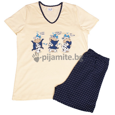 Дамски пижами Пижами с къс ръкав Дамска пижама, къс ръкав, къси панталони - Кравички 153
